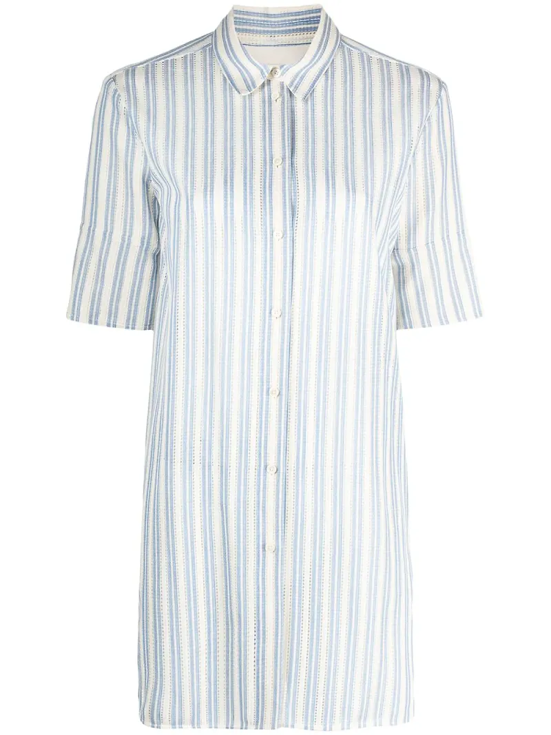 Jil Sander randig kortärmad skjorta - Blå