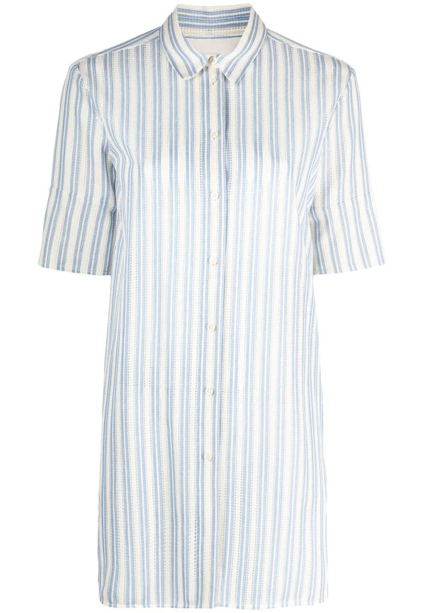 Jil Sander randig kortärmad skjorta - Blå