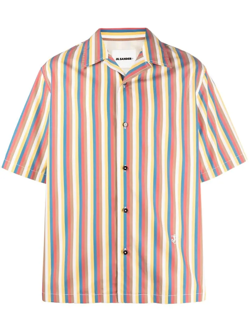 Jil Sander randig kortärmad skjorta - Gul