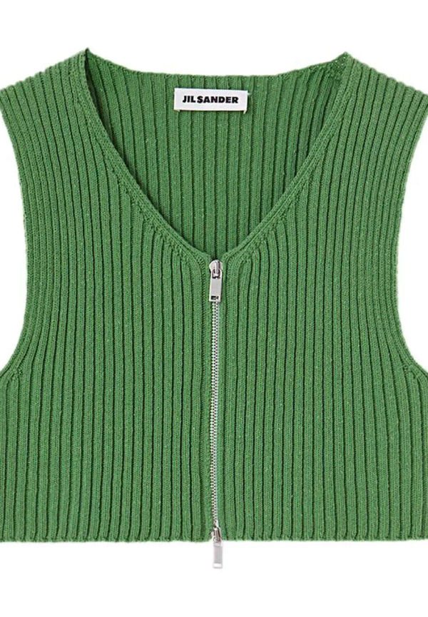 Jil Sander ribbad croptop - Grön
