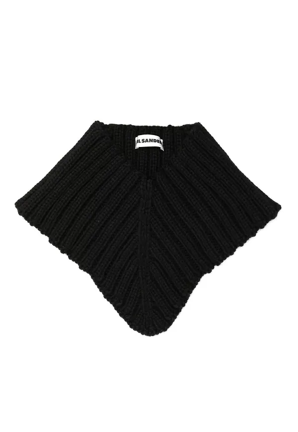 Jil Sander ribbstickad halsduk - Svart