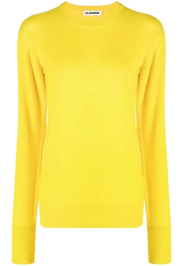Jil Sander ribbstickad kashmirtröja - Gul