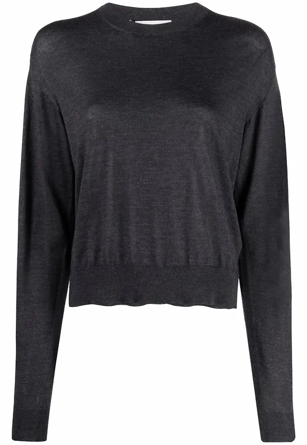 Jil Sander ribbstickad långärmad tröja - Grå