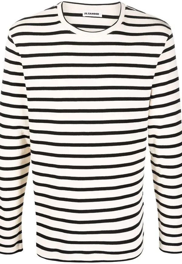 Jil Sander ribbstickad randig tröja - Svart