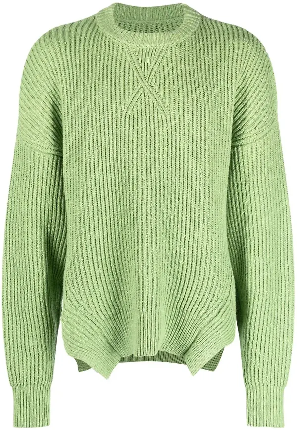Jil Sander ribbstickad tröja - Grön