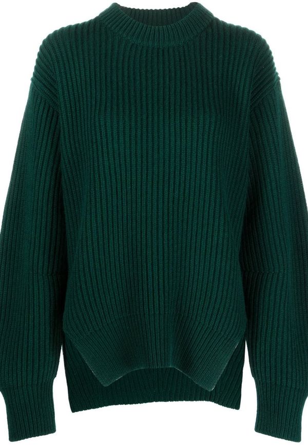 Jil Sander ribbstickad tröja - Grön