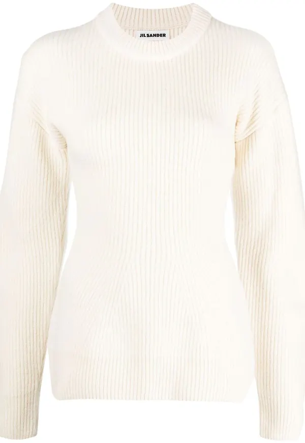 Jil Sander ribbstickad tröja - Neutral