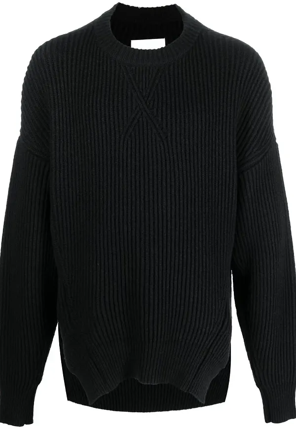 Jil Sander ribbstickad tröja - Svart