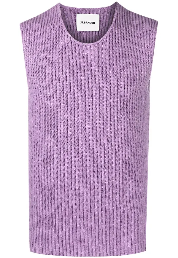 Jil Sander ribbstickad väst - Rosa