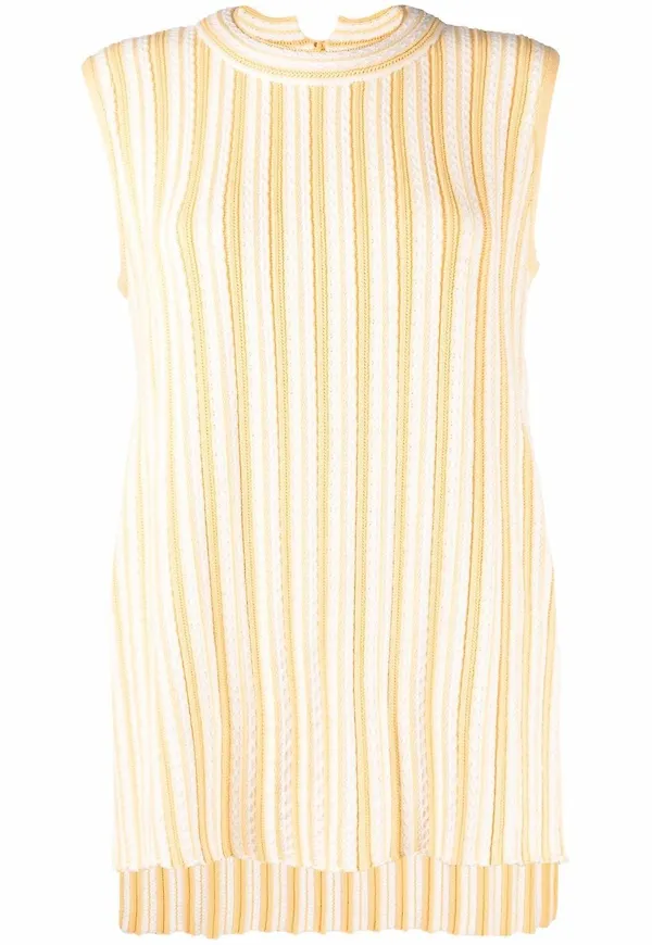Jil Sander ribbstickad ärmlös topp - Gul