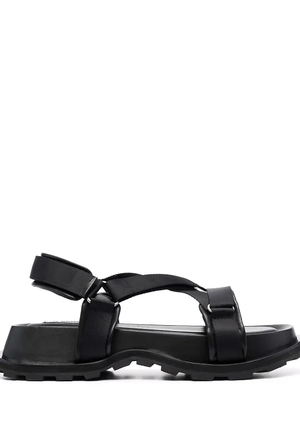 Jil Sander sandaler med kardborreband - Svart