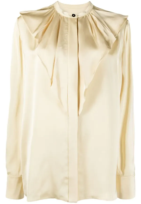 Jil Sander satinblus med volangdetalj - Neutral