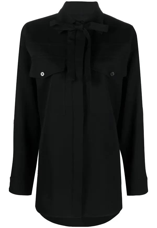 Jil Sander sidenblus med knytkrage - Svart