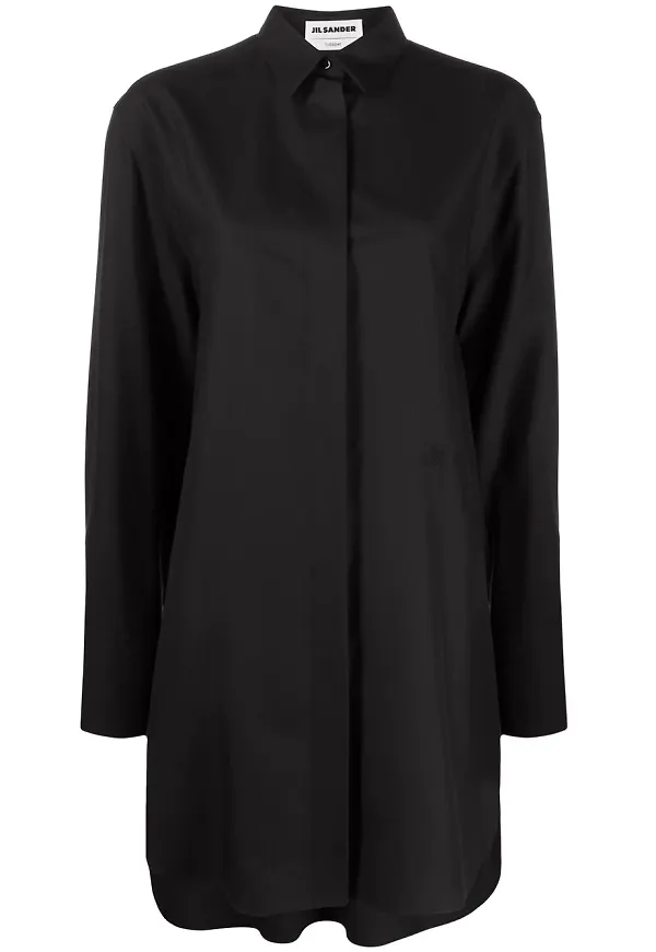 Jil Sander sidenskjorta i oversize-modell - Svart