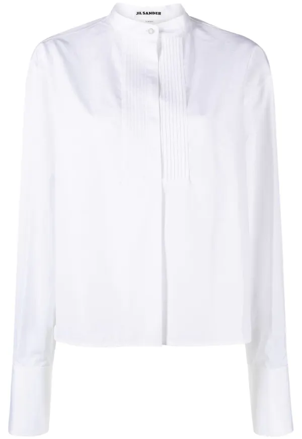 Jil Sander skjorta med kinakrage - Vit