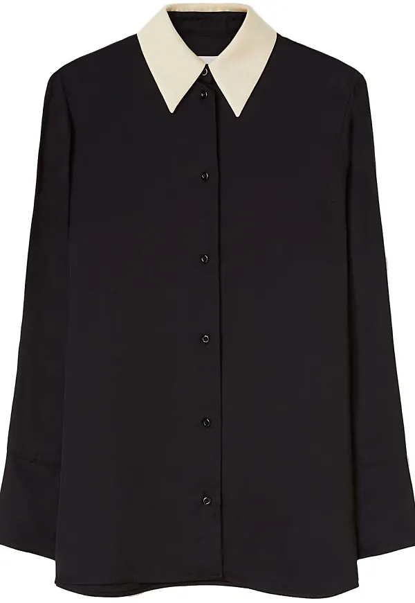 Jil Sander skjorta med kontrastkrage - Svart