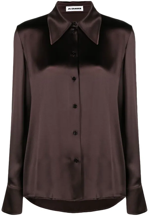 Jil Sander skjorta med spetsig krage - Brun