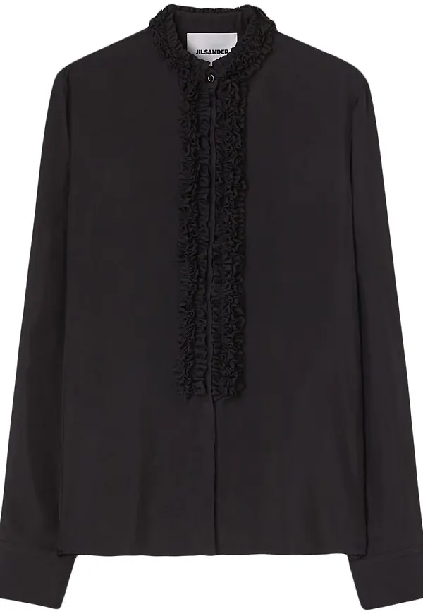 Jil Sander skjorta med volangkant - Svart