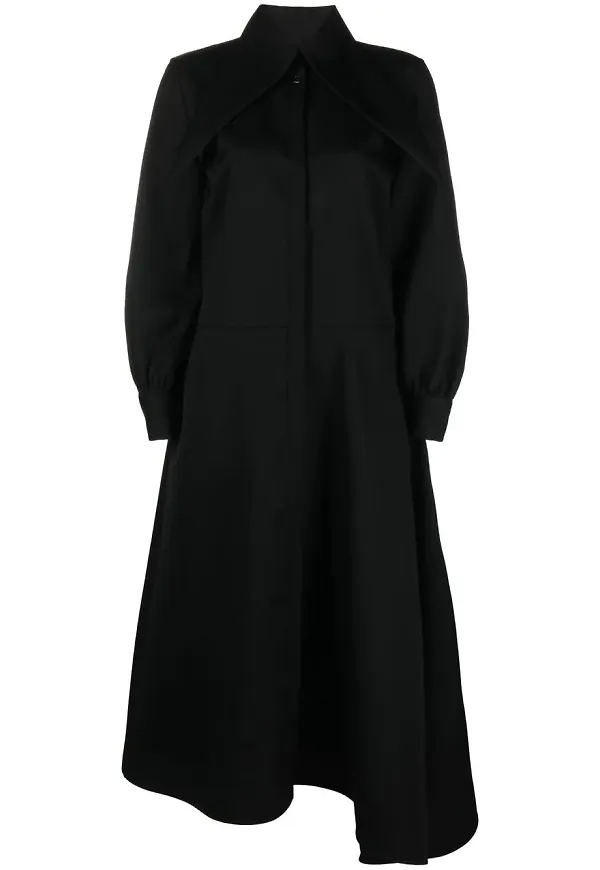 Jil Sander skjortklänning med stor krage - Svart
