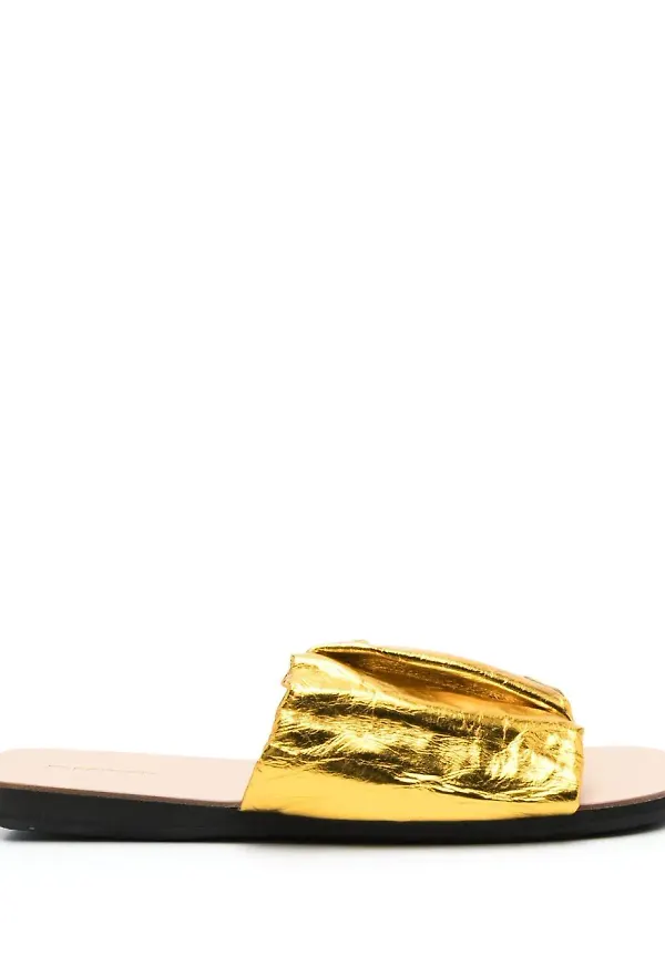 Jil Sander slip on-sandaler med rysch - Guldfärgad