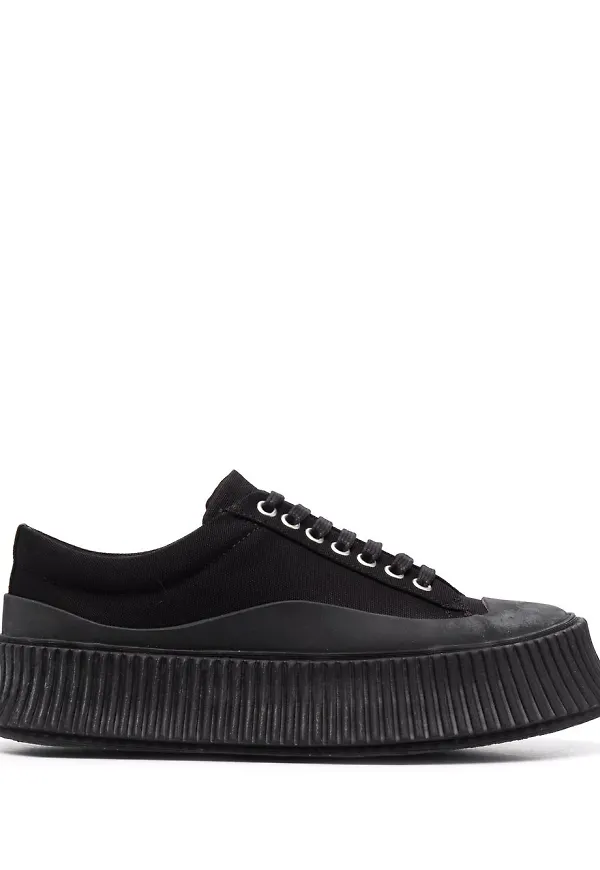 Jil Sander sneakers med platåsula - Svart