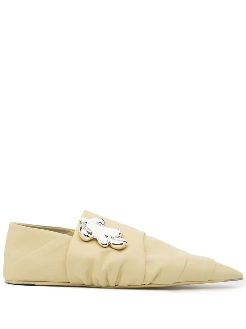 Jil Sander spetsiga läderloafers - Gul