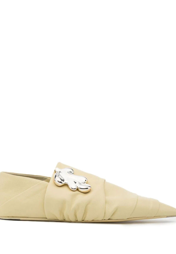 Jil Sander spetsiga läderloafers - Gul