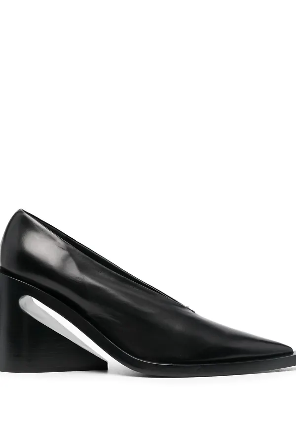 Jil Sander spetsiga läderpumps - Svart