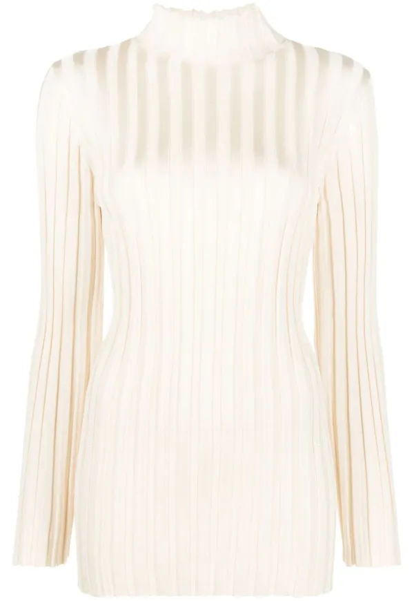 Jil Sander stickad långärmad topp - Neutral