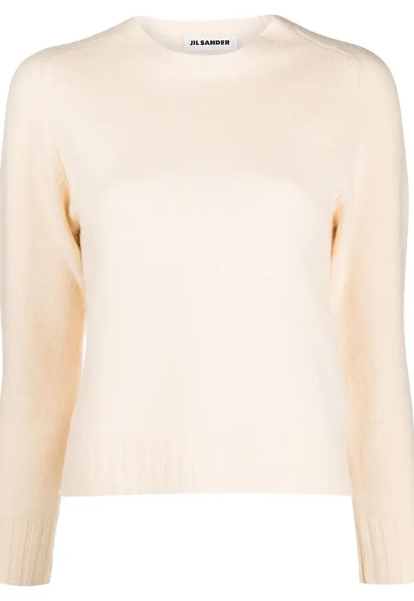 Jil Sander stickad långärmad ylletröja - Neutral