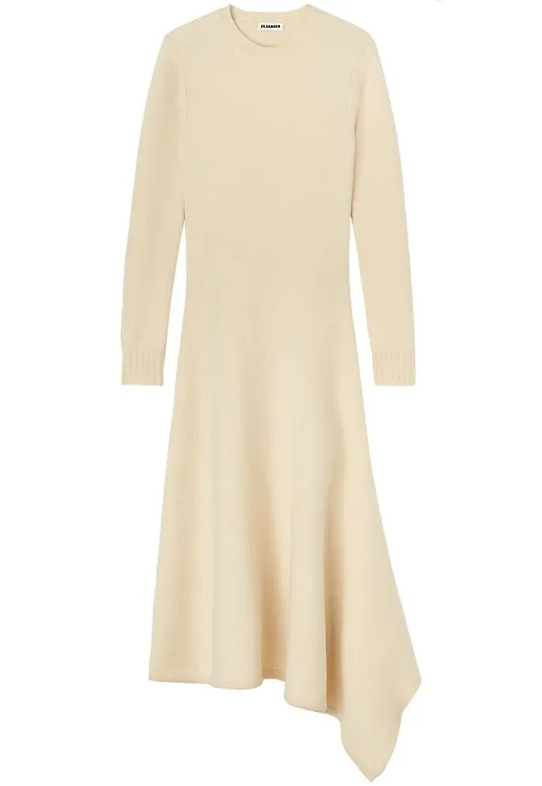 Jil Sander stickad midiklänning - Neutral