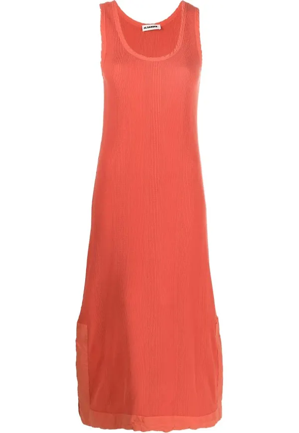 Jil Sander stickad midiklänning - Orange