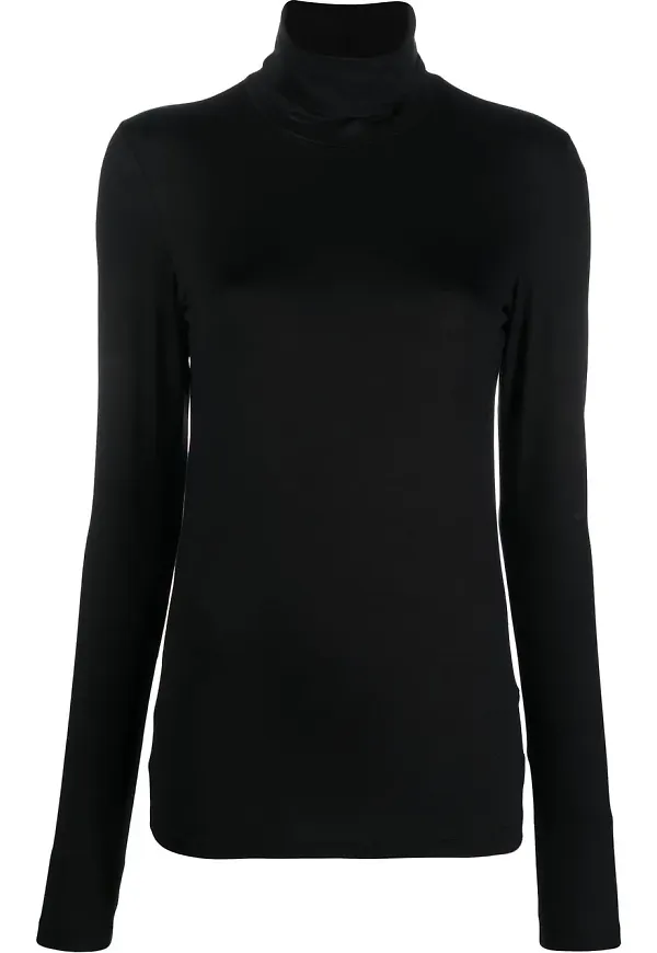Jil Sander stickad topp med trattformad krage - Svart