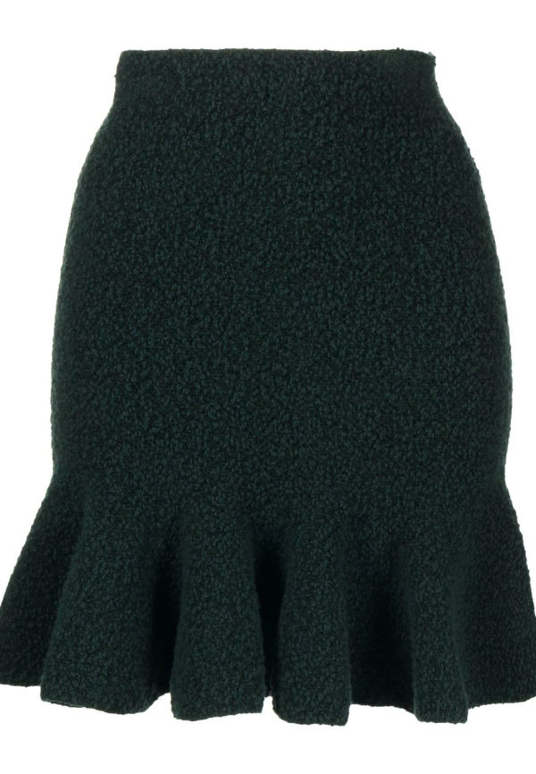 Jil Sander stickad utsvängd minikjol - Grön