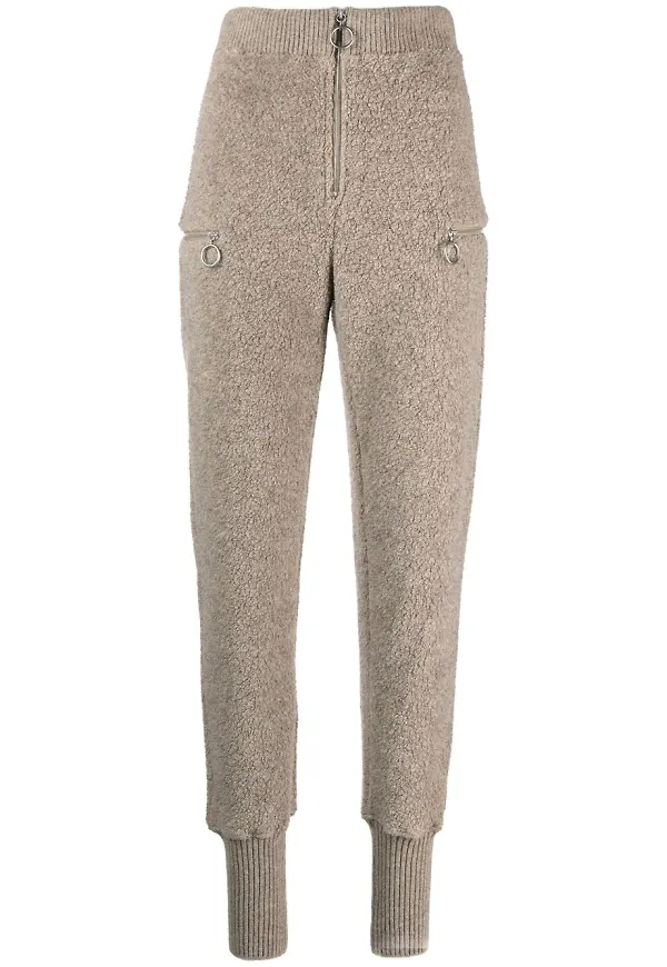 Jil Sander stickade trackpants med dragkedja - Neutral