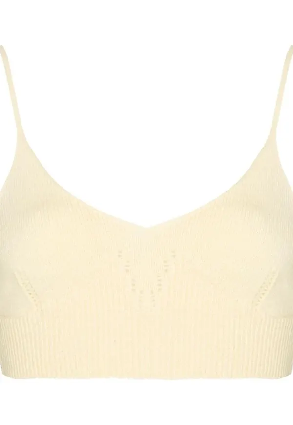 Jil Sander stickat croptop med rundad hals - Gul