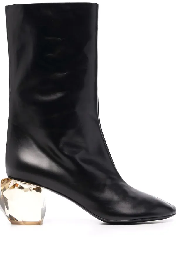 Jil Sander stövletter med perspex-klack - Vit