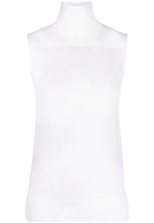 Jil Sander topp med panel och hög krage - Vit
