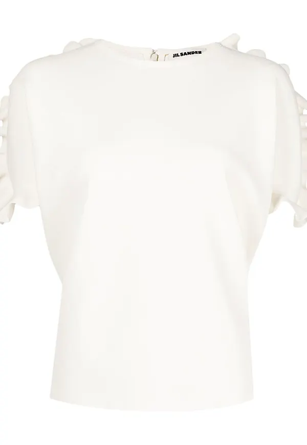 Jil Sander topp med volangpanel - Vit