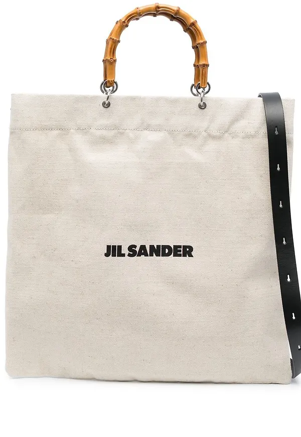 Jil Sander totebag med bambuhandtag - Neutral