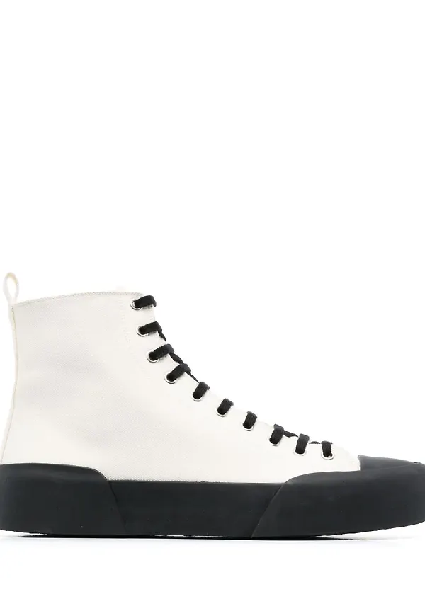 Jil Sander tvåfärgade höga sneakers - Vit