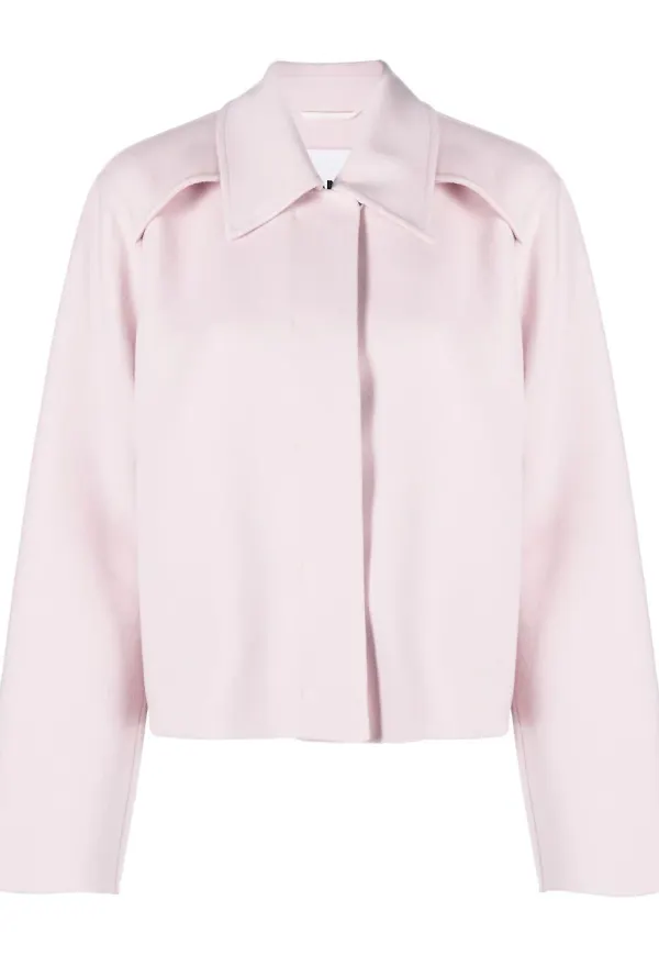 Jil Sander ulljacka med krage - Rosa