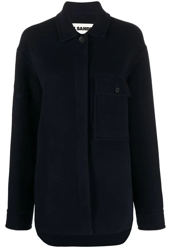 Jil Sander ulljacka med monogram - Blå