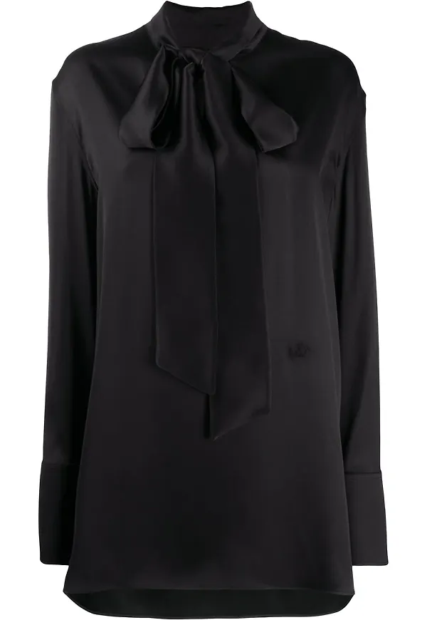 Jil Sander utsvängd sidenblus - Svart
