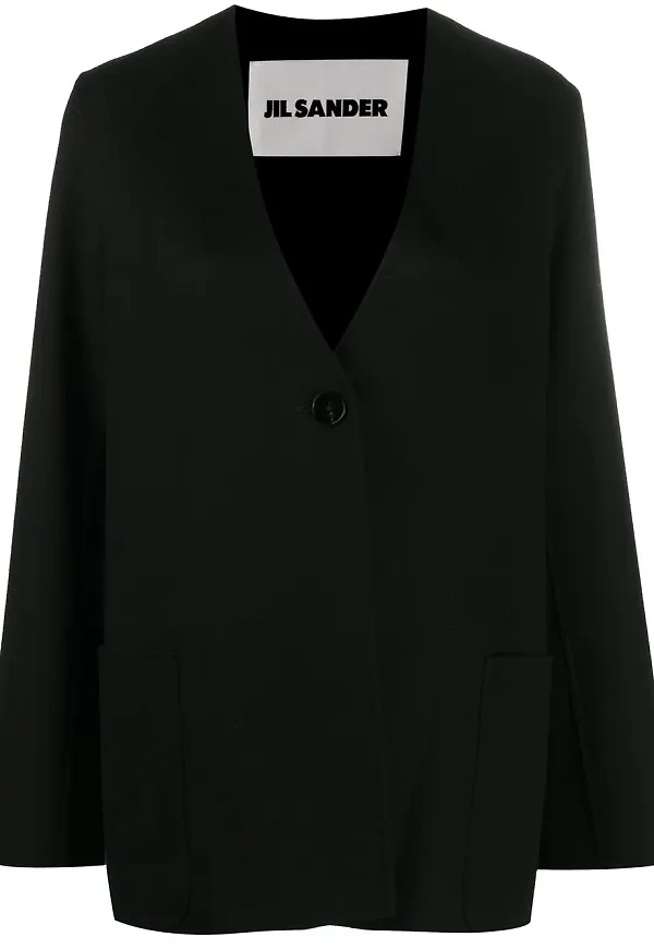 Jil Sander v-ringad kashmirjacka - Svart