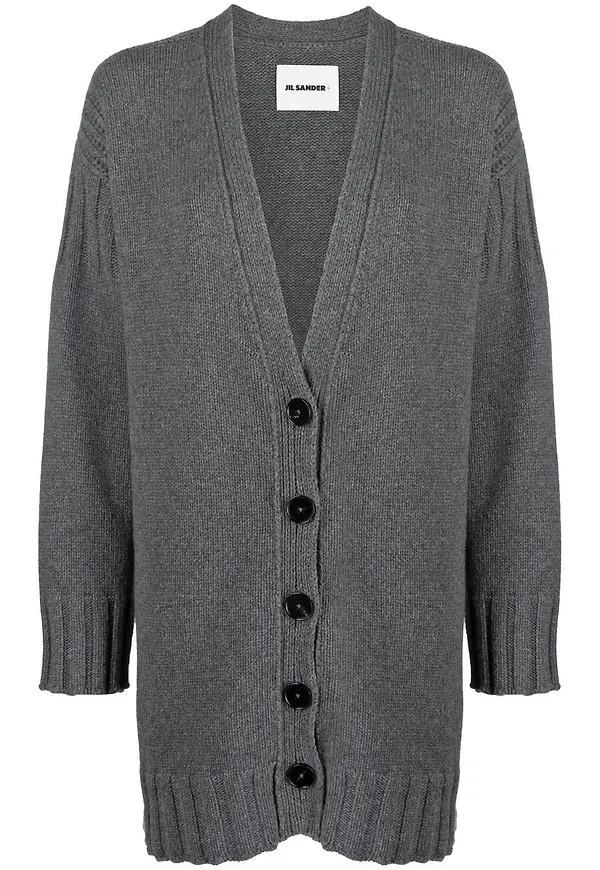 Jil Sander v-ringad kashmirkofta - Grå