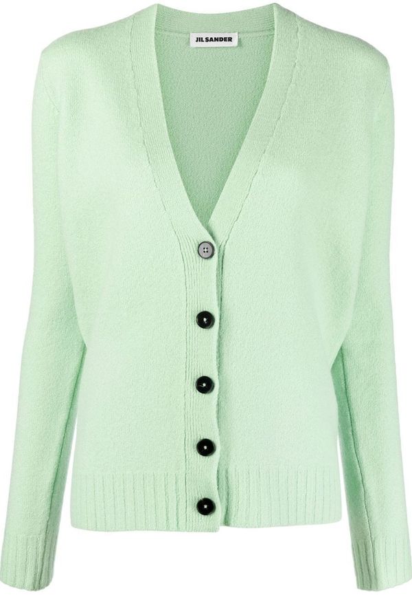 Jil Sander v-ringad kofta - Grön