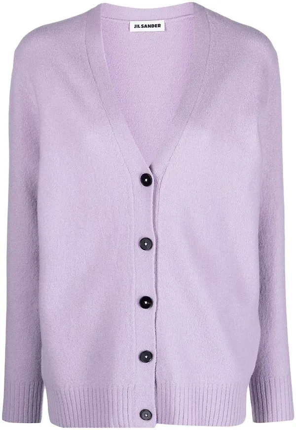 Jil Sander v-ringad kofta - Lila