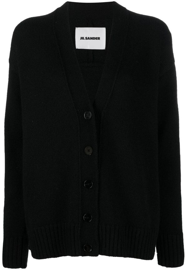 Jil Sander v-ringad kofta med knäppning - Svart