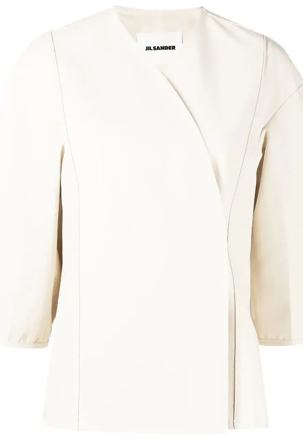 Jil Sander v-ringad omlottblus - Neutral